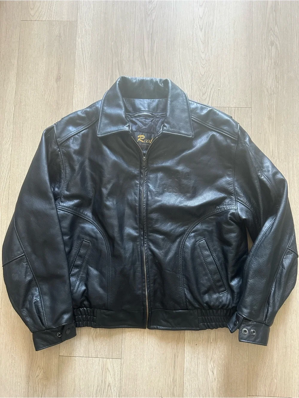 Reed Men's Black Leather Bomber Jacket